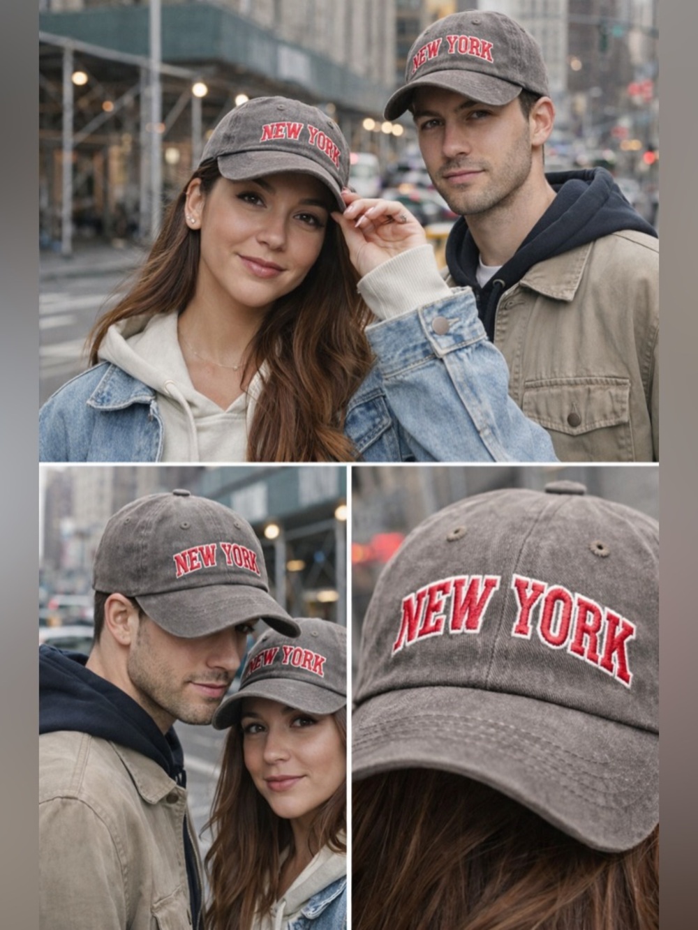 NEW YORK Embroidered Brown Washed Baseball Cap Unisex NIB
